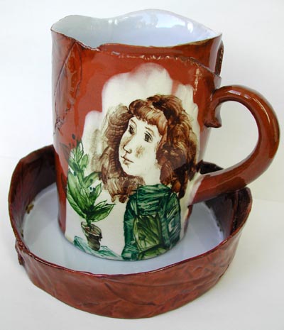 'Florist', tea pair, red clay