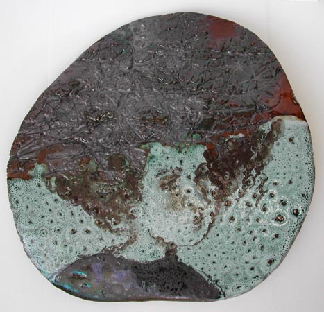 'Lady', platter, red clay