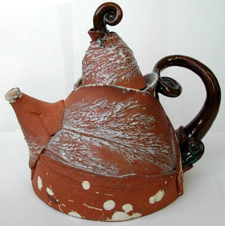 Teapot, red clay, hand-built